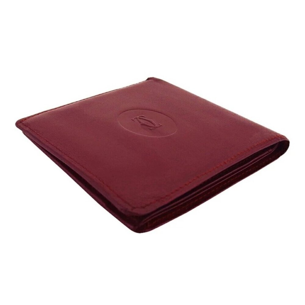 CARTIER Bifold Wallet Bordeaux gold Women Authentic secondhand